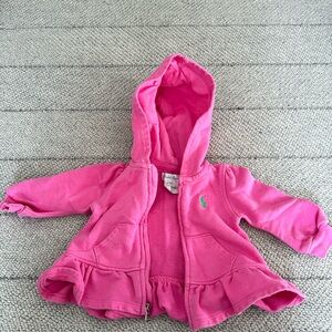 Ralph Lauren hot pink baby 6m long sleeve hooded zip up
